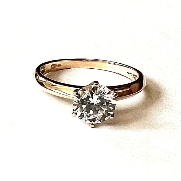 14k Yellow Gold SOLID Wedding Engagement Ring | Ring Real Gold | CZ Stone | - Picture 8 of 9